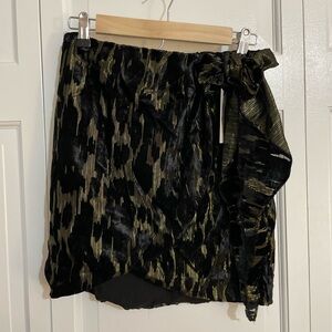Bardot Black and Gold Asymmetrical Wrap Mini Skirt XS NWT